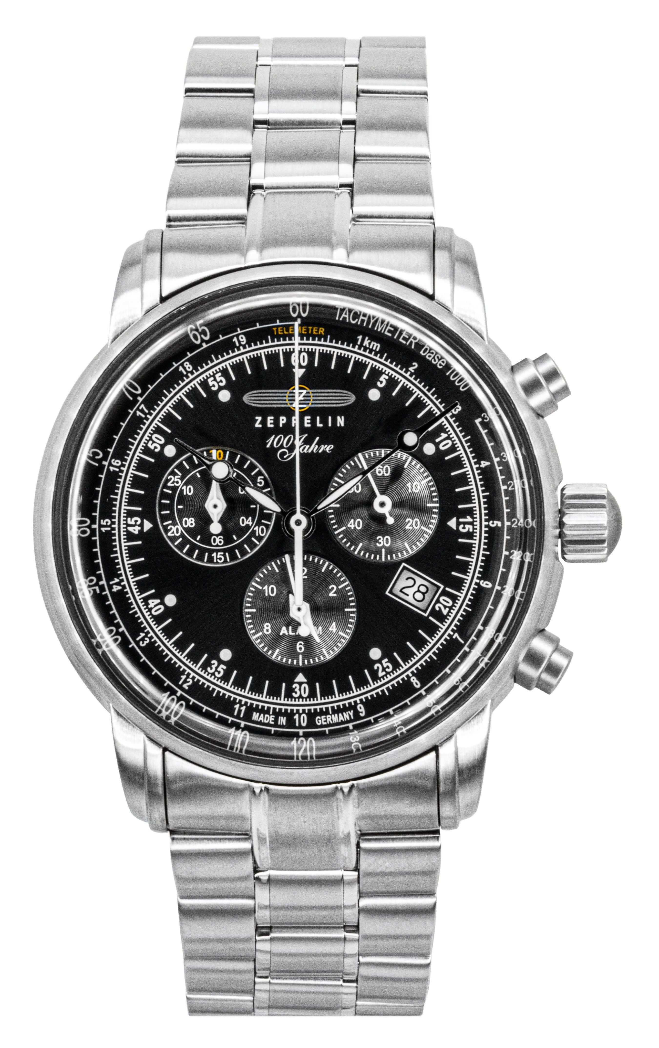 Zeppelin 100 Jahre Chronograph Stainless Steel Black Dial Quartz 7680MB2 Men's Watch - Prestige Stones