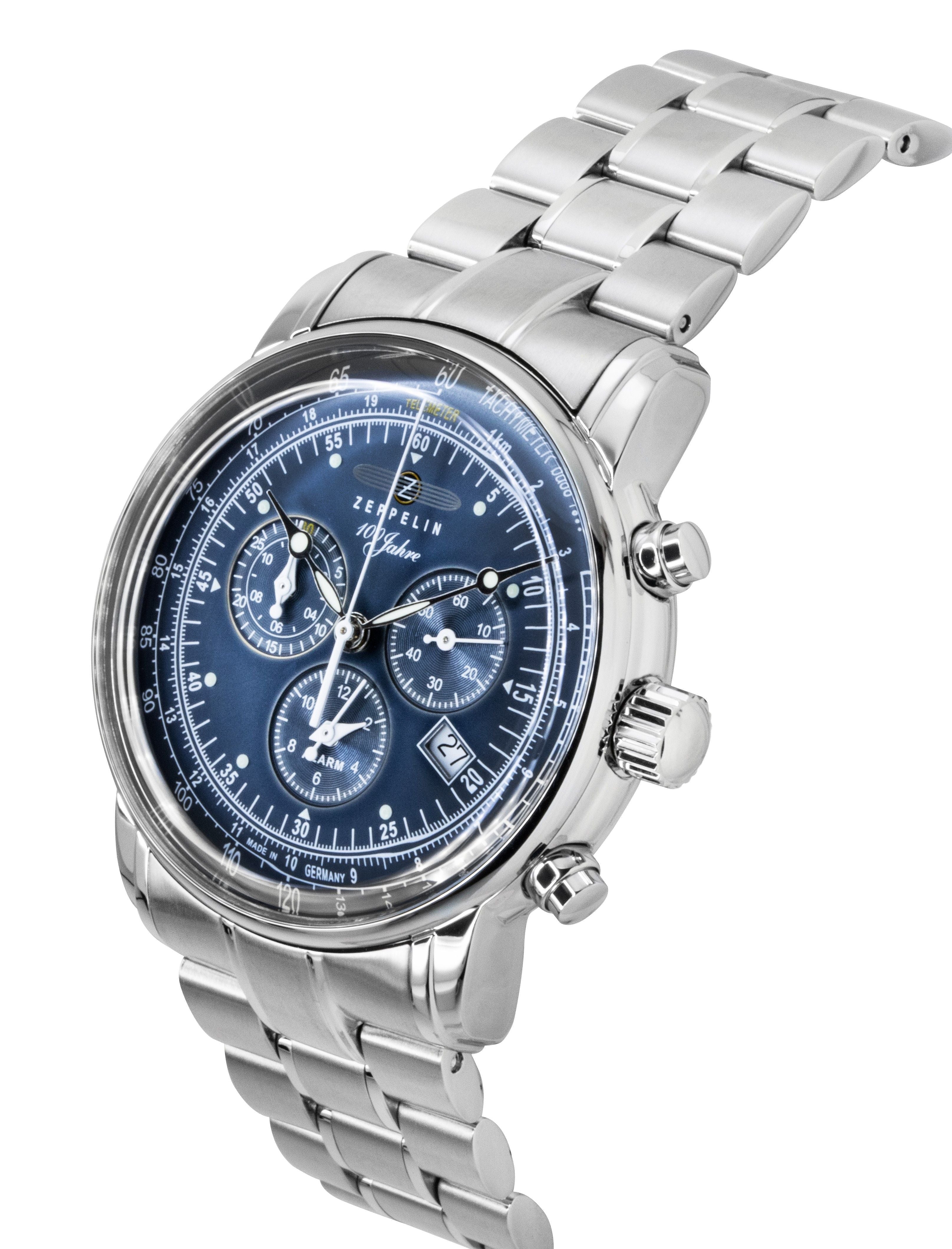 Zeppelin 100 Jahre Chronograph Stainless Steel Blue Dial Quartz 7680MB3 Men's Watch - Prestige Stones