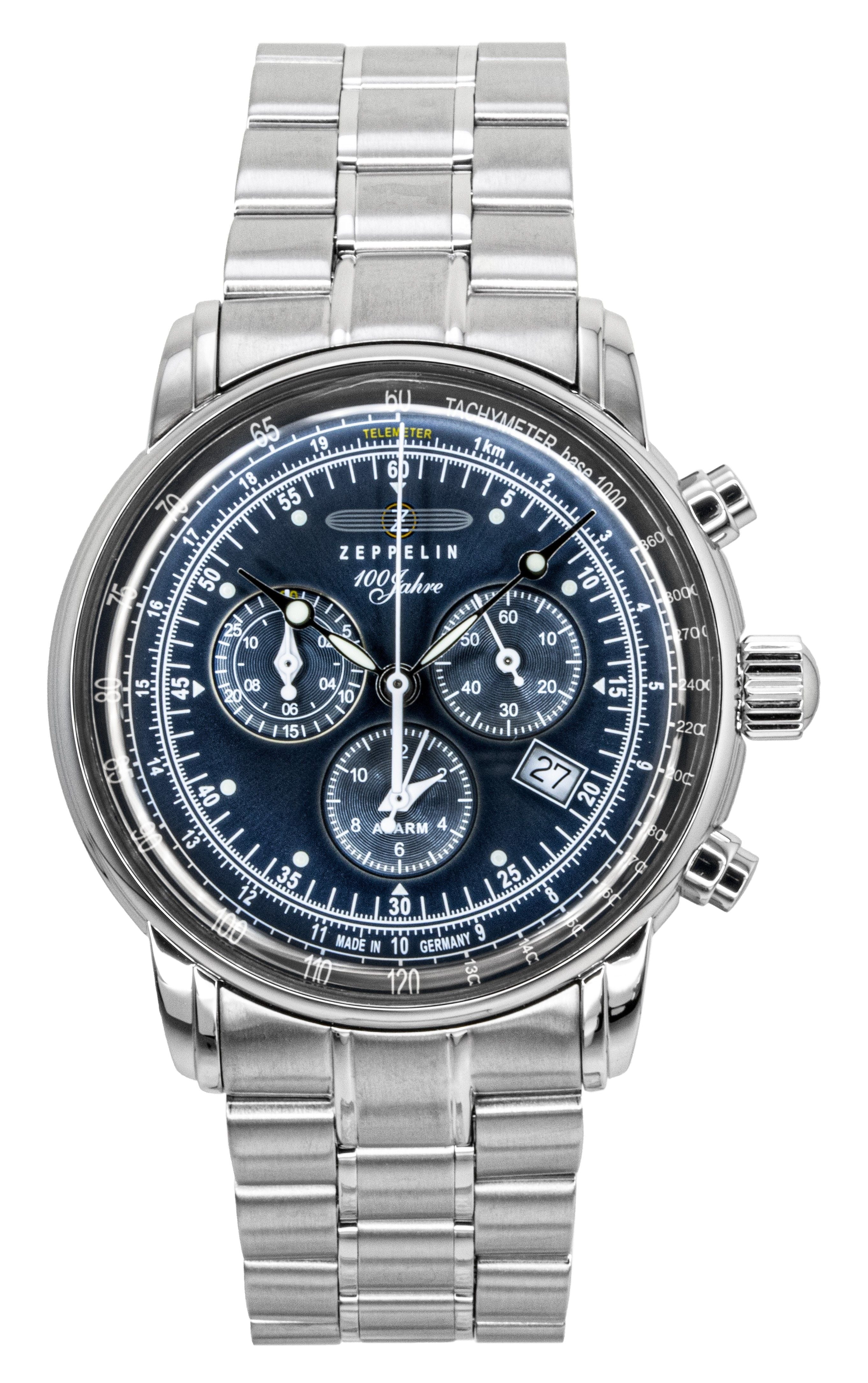 Zeppelin 100 Jahre Chronograph Stainless Steel Blue Dial Quartz 7680MB3 Men's Watch - Prestige Stones