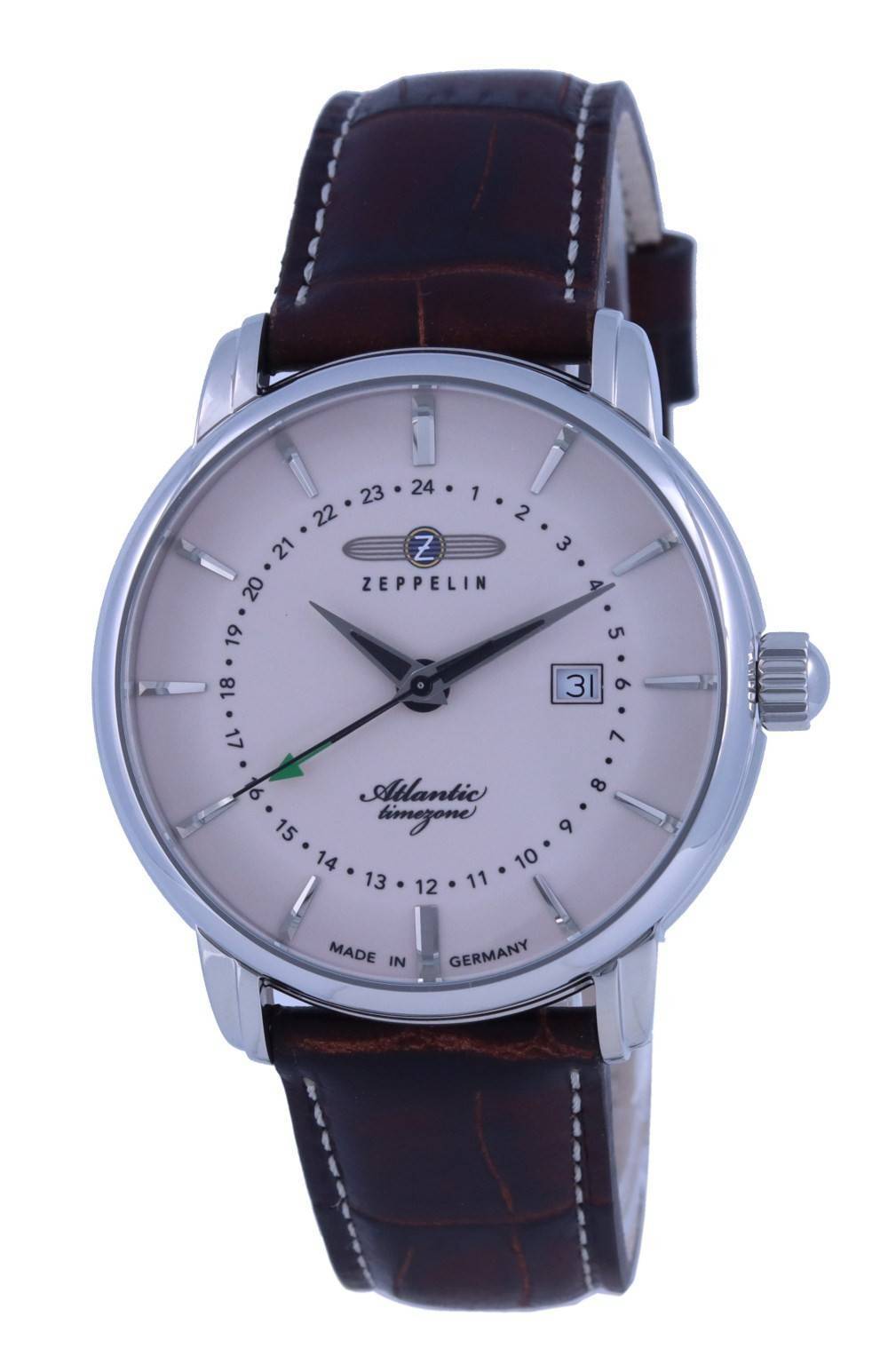 Zeppelin Atlantic Beige Dial Leather Strap Quartz 8442 - 5 84425 Men's Watch - Prestige Stones