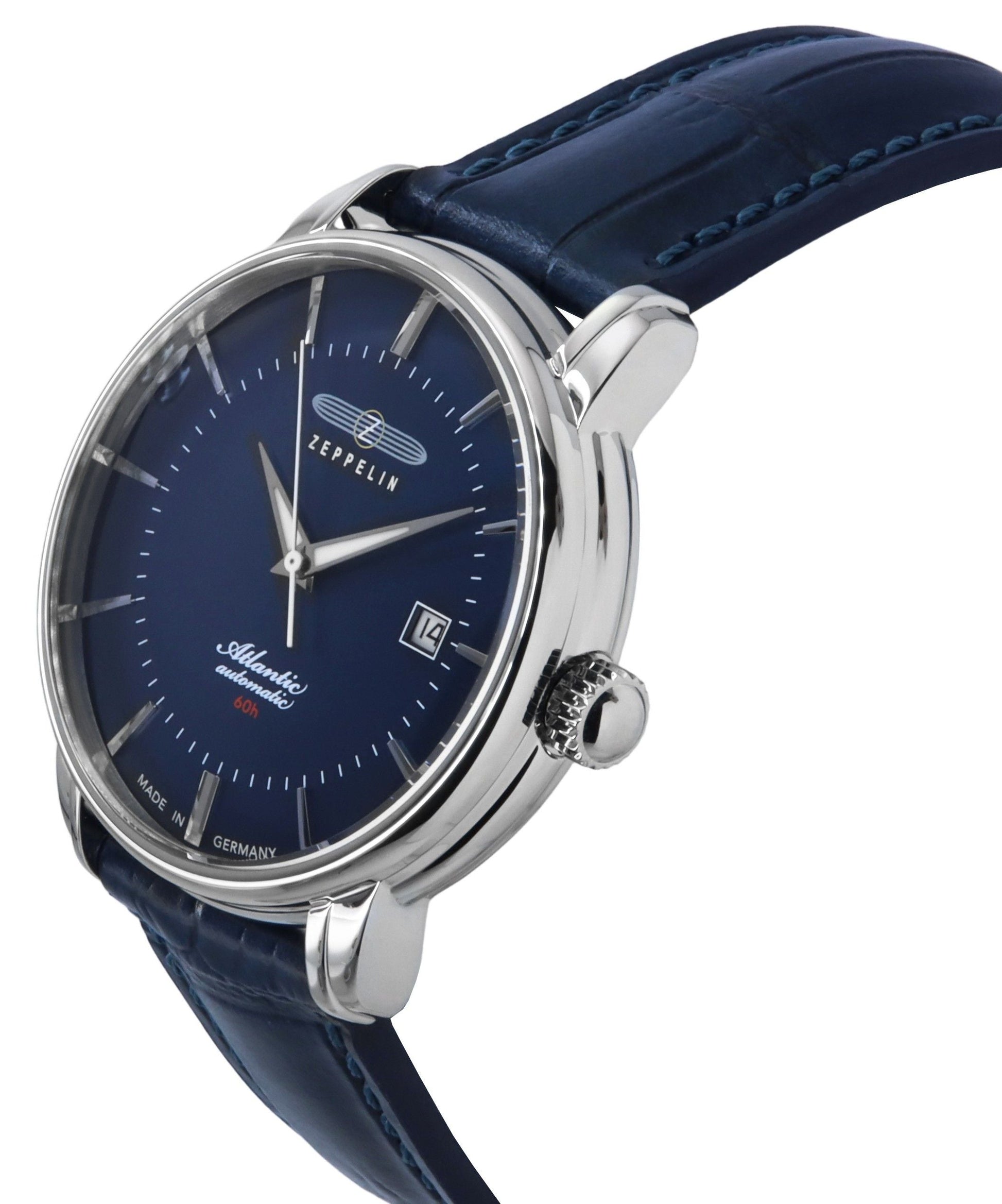 Zeppelin Atlantic Leather Strap Blue Dial Automatic 84603 Men's Watch - Prestige Stones