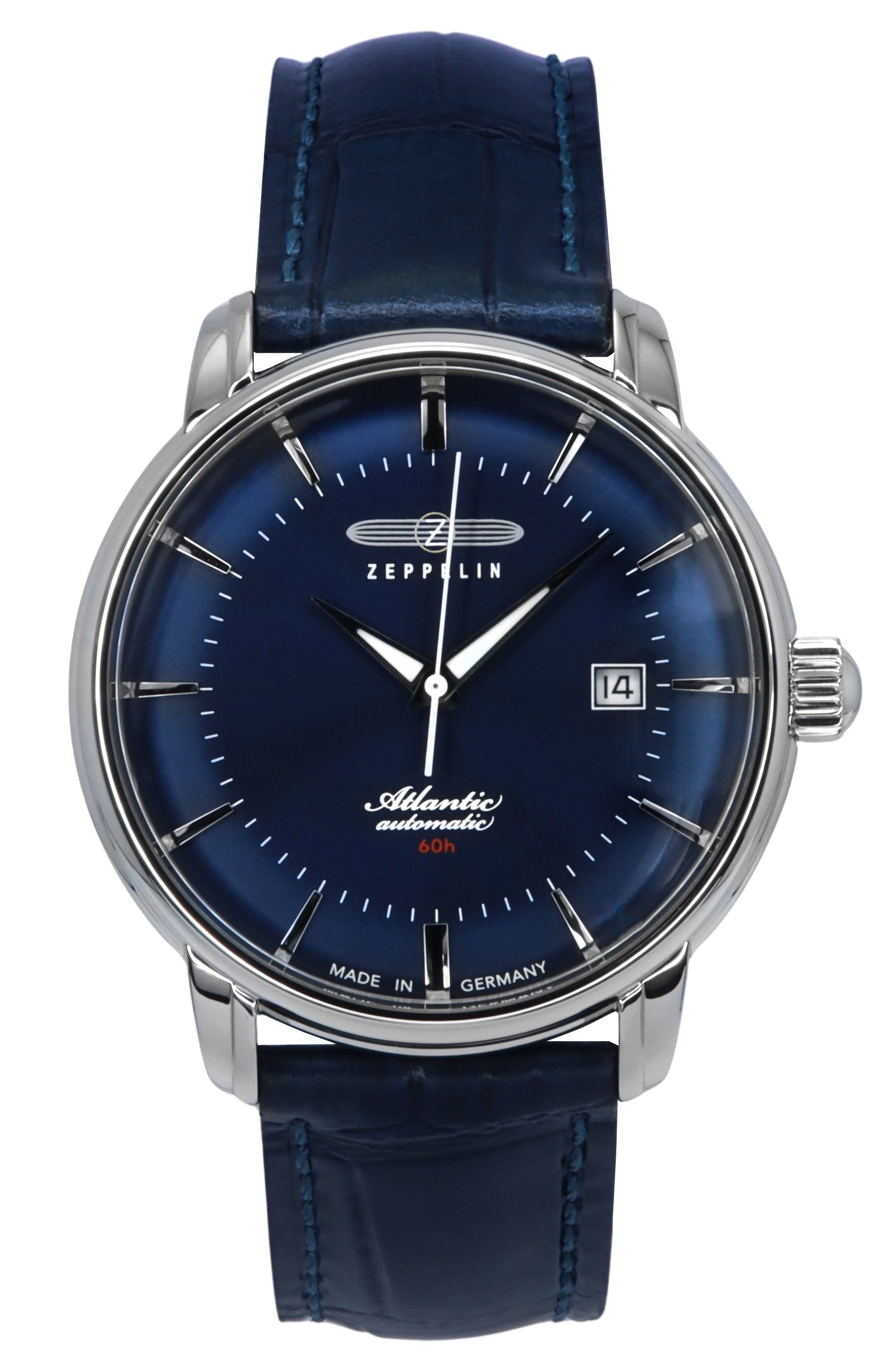 Zeppelin Atlantic Leather Strap Blue Dial Automatic 84603 Men's Watch - Prestige Stones