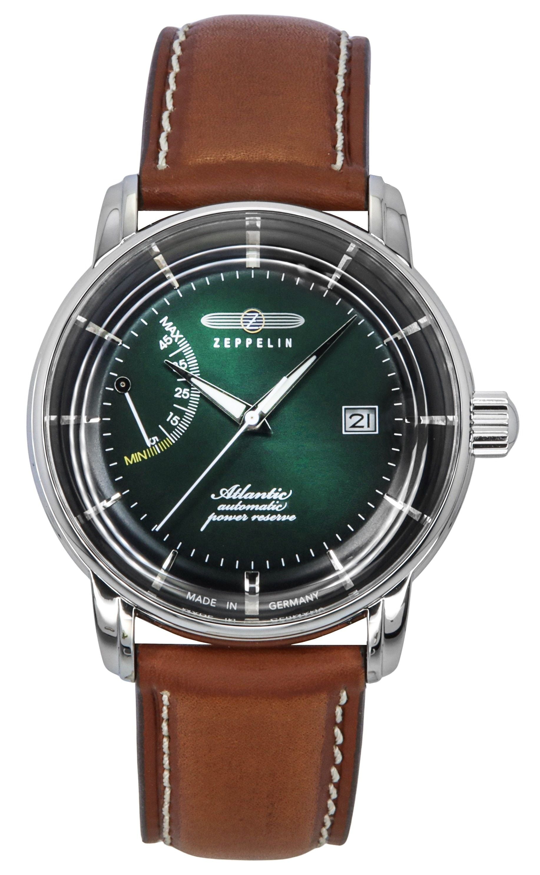 Zeppelin Atlantic Leather Strap Dark Green Dial Automatic 84624 Men's Watch - Prestige Stones
