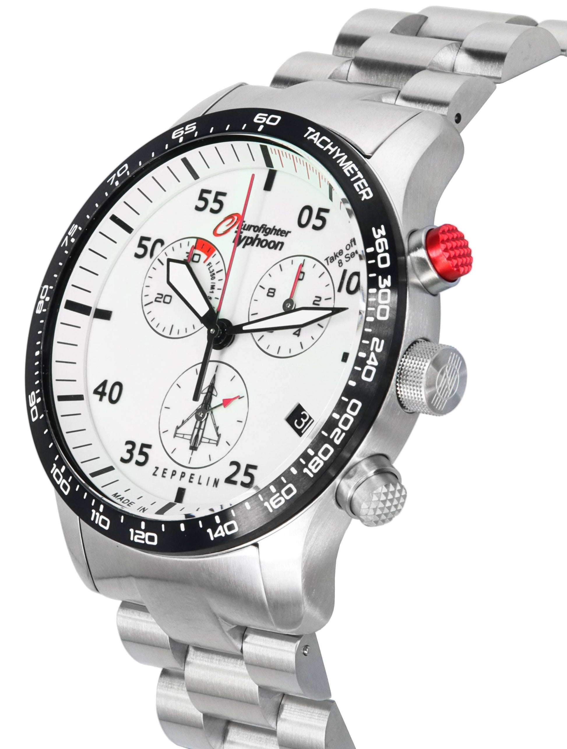 Zeppelin Eurofighter Typhoon Chronograph Beige Luminous Dial Quartz 7298M - 5 7298M5 100M Men's Watch - Prestige Stones