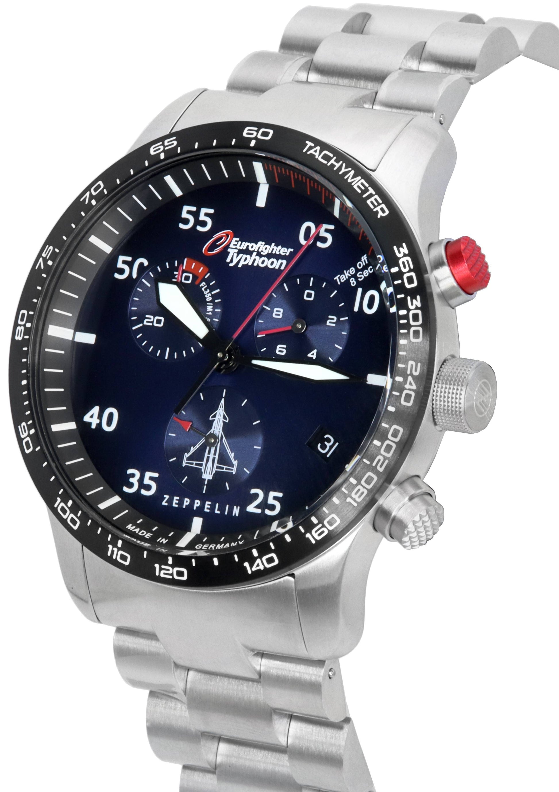 Zeppelin Eurofighter Typhoon Chronograph Blue Dial Quartz 7298M3SET 100M Men's Watch With Band Sets - Prestige Stones