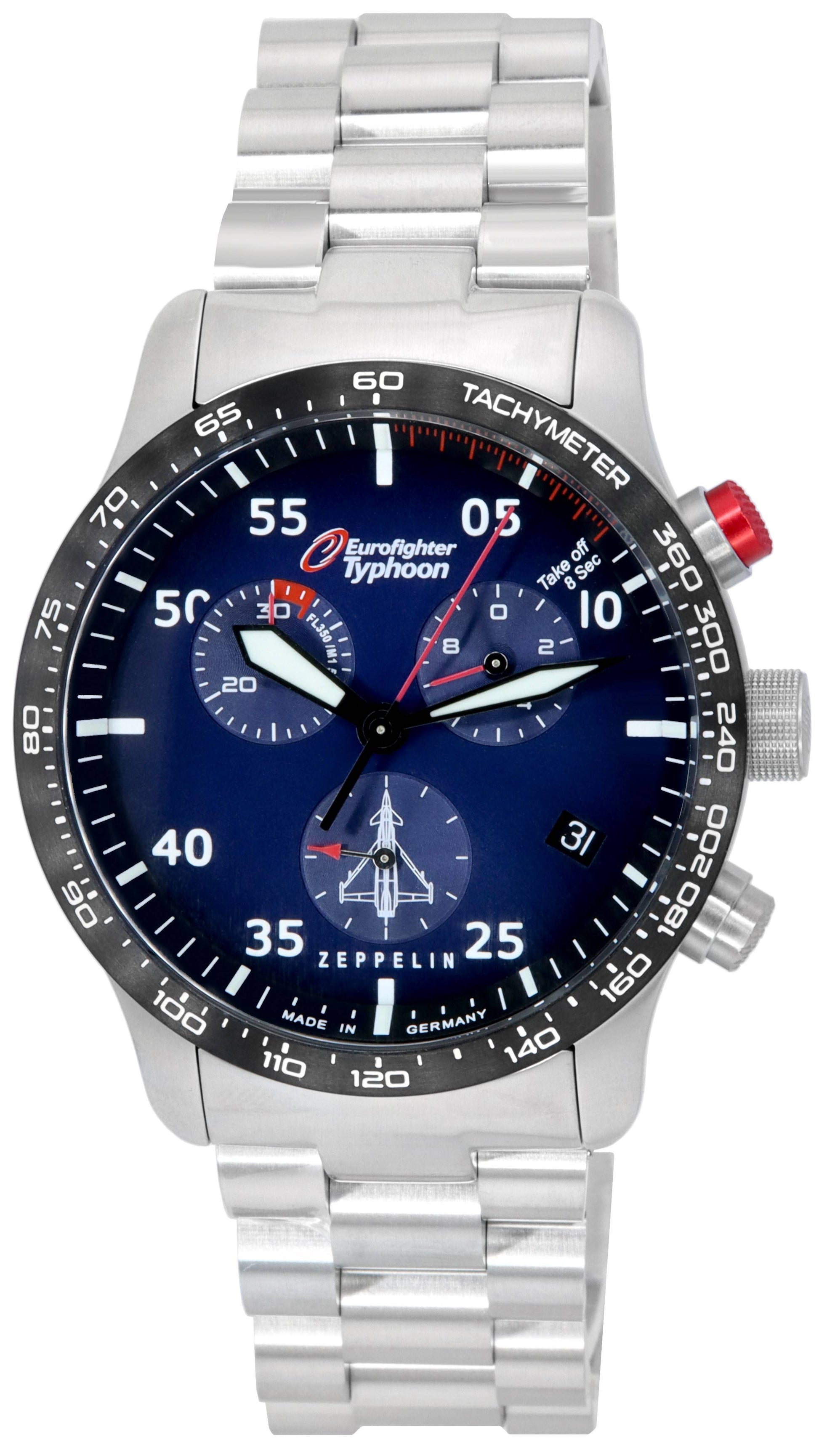 Zeppelin Eurofighter Typhoon Chronograph Blue Dial Quartz 7298M3SET 100M Men's Watch With Band Sets - Prestige Stones