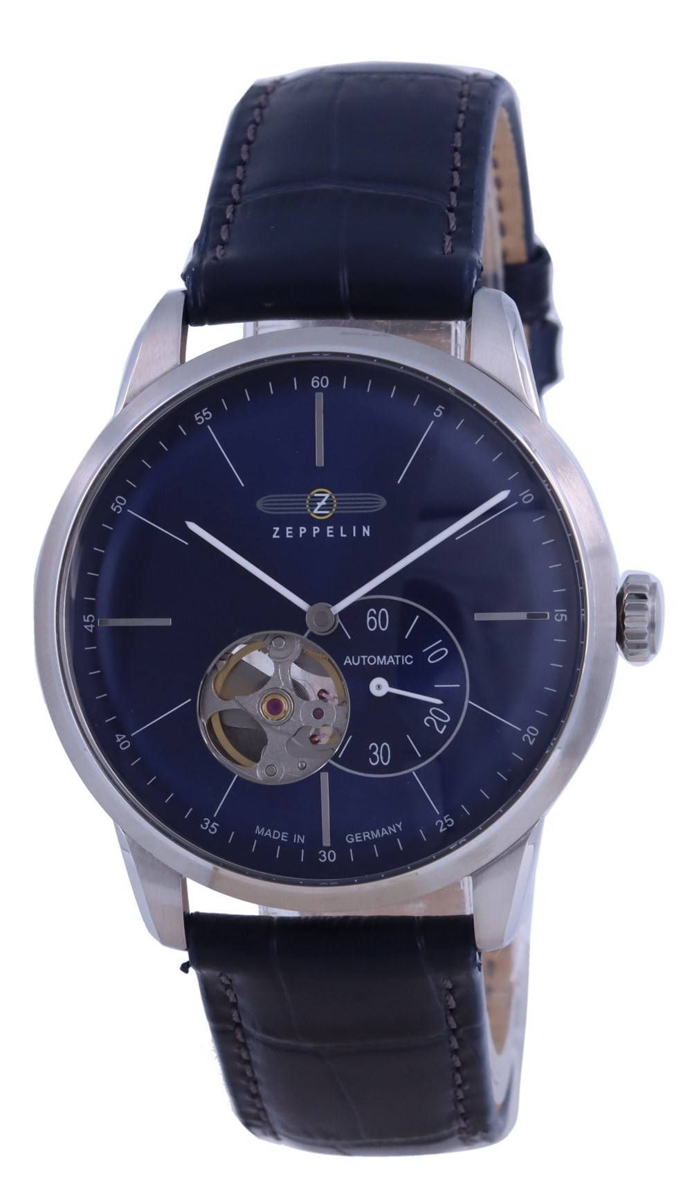 Zeppelin Flatline Open Heart Blue Dial Leather Strap Automatic 7364 - 3 73643 Men's Watch - Prestige Stones