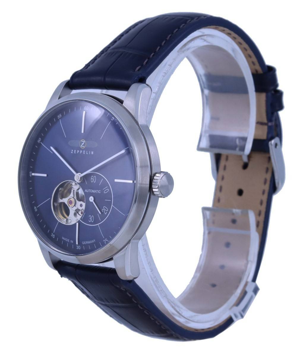 Zeppelin Flatline Open Heart Blue Dial Leather Strap Automatic 7364 - 3 73643 Men's Watch - Prestige Stones