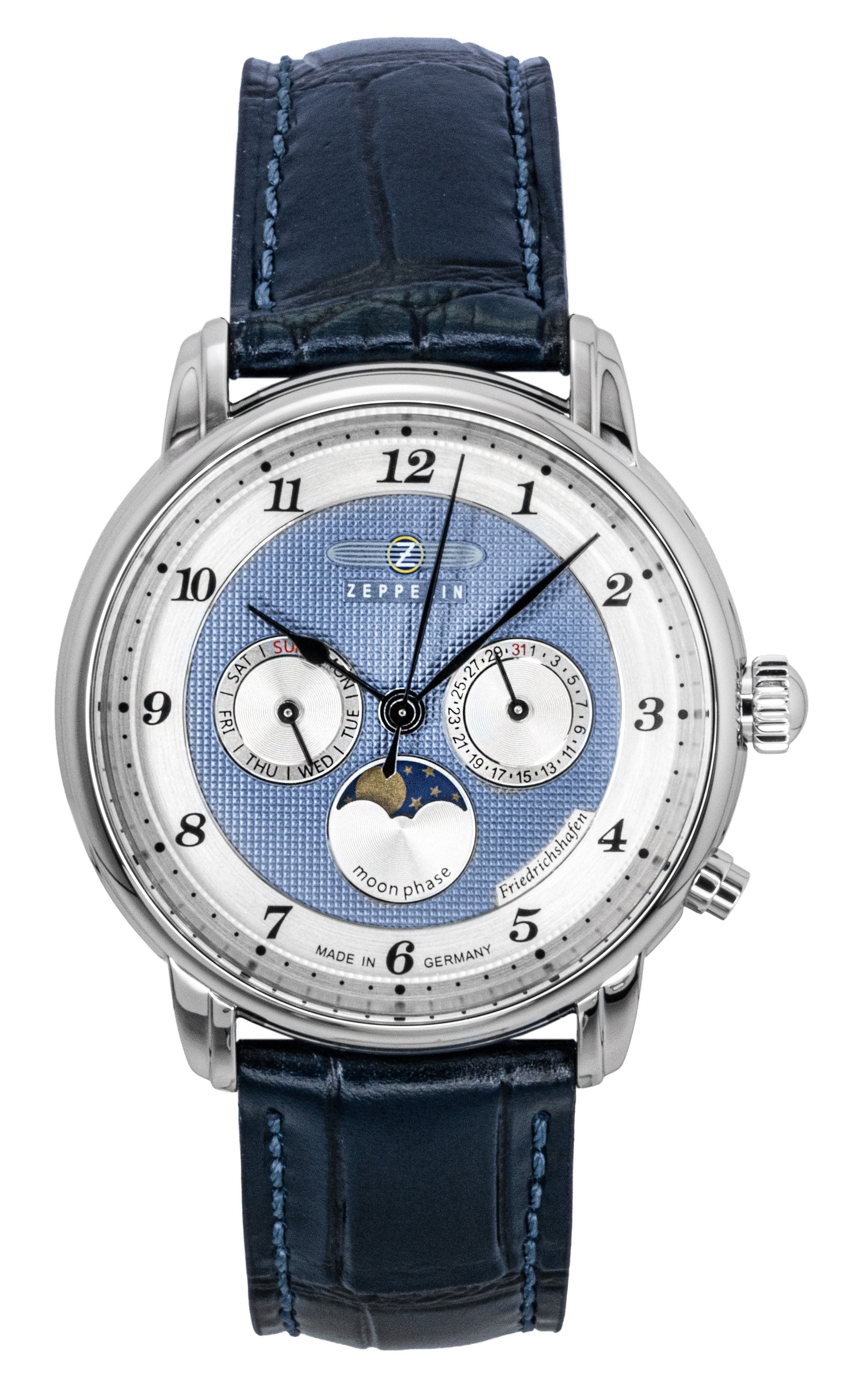Zeppelin Friedrichshafen Blue Leather Strap Blue Dial Quartz 85363 Men's Watch - Prestige Stones