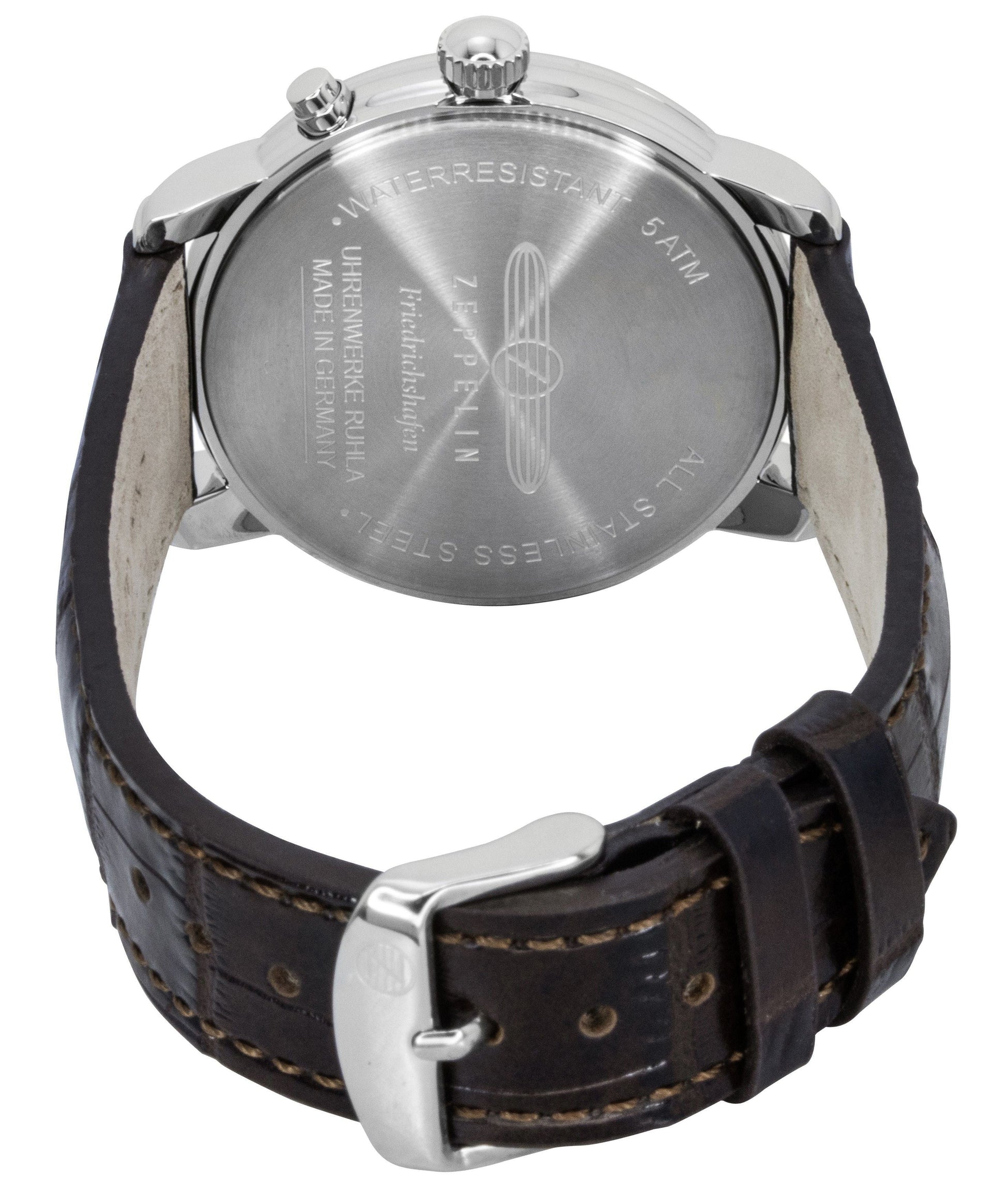 Zeppelin Friedrichshafen Brown Leather Strap Gold Dial Quartz 85365 Men's Watch - Prestige Stones