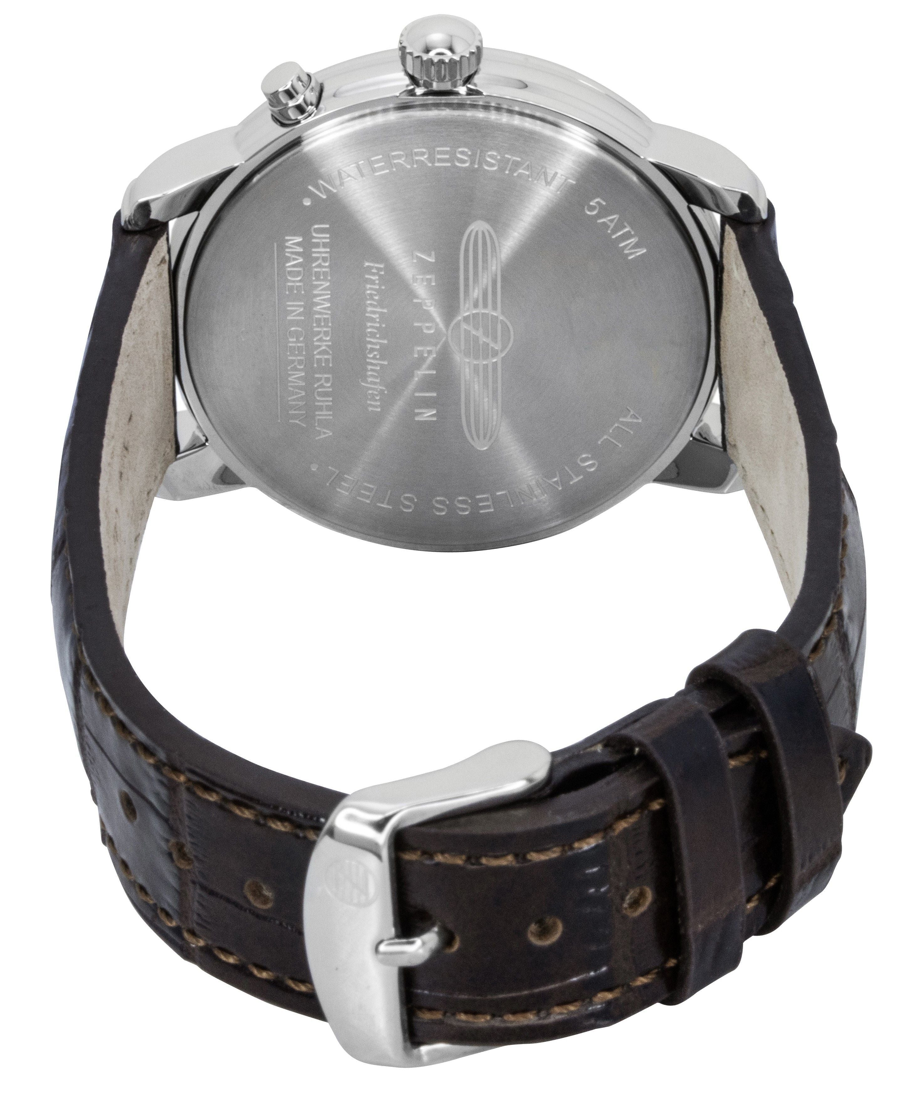 Zeppelin Friedrichshafen Brown Leather Strap Gold Dial Quartz 85365 Men's Watch - Prestige Stones