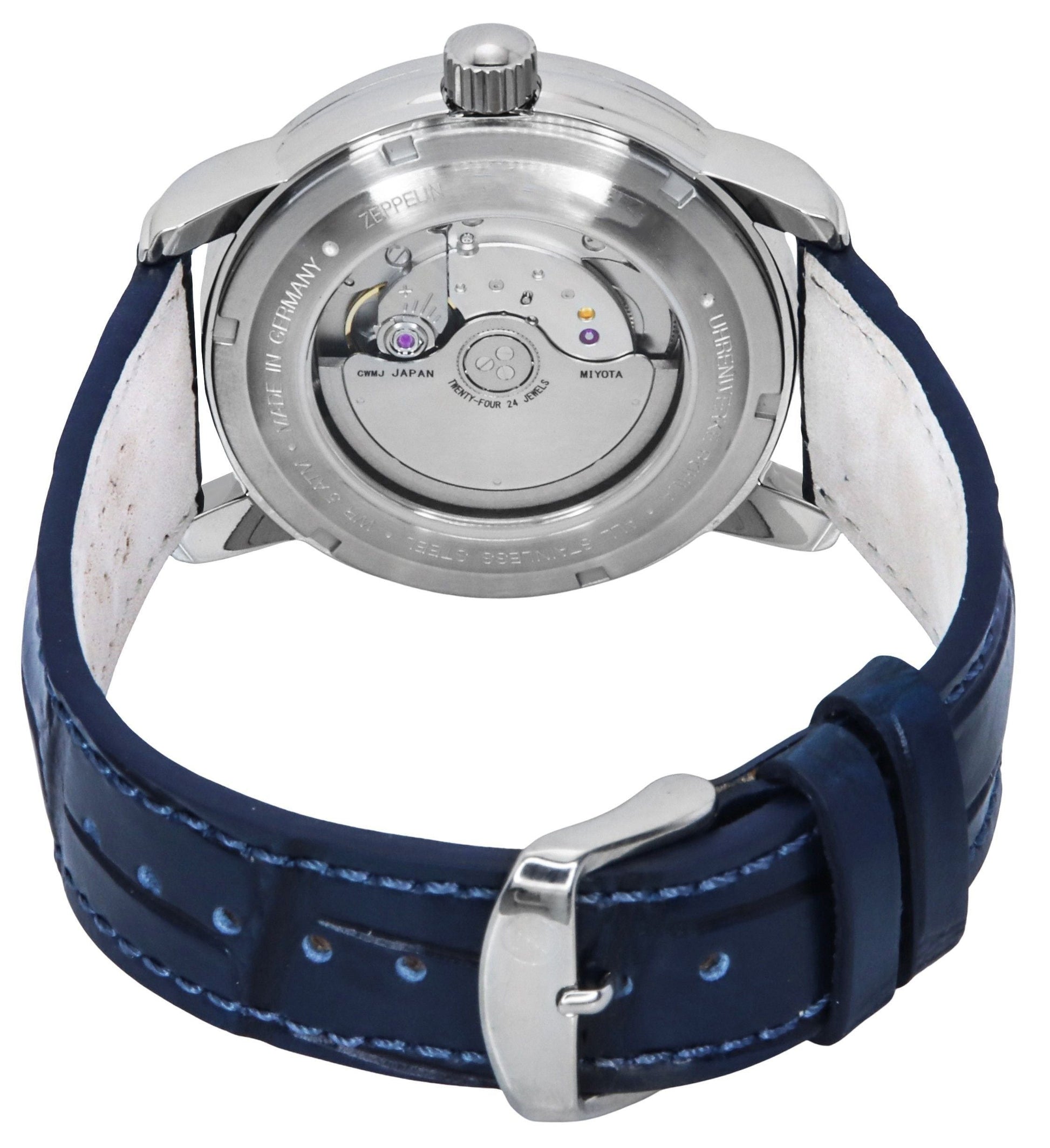 Zeppelin Friedrichshafen GMT Leather Strap Blue Dial Automatic 85963 Men's Watch - Prestige Stones