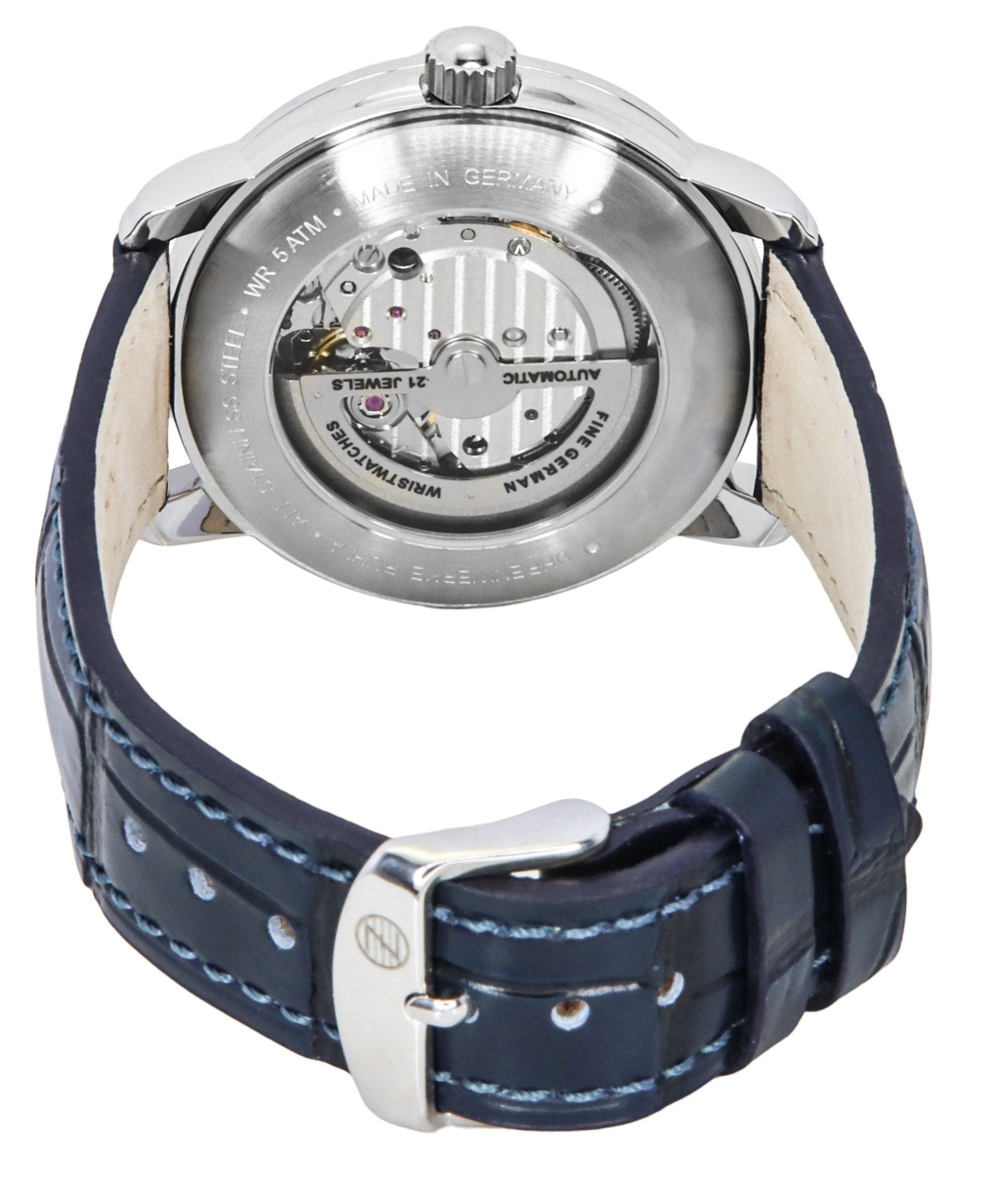 Zeppelin Friedrichshafen Leather Strap Blue Open Heart Dial Automatic 85663 Men's Watch - Prestige Stones