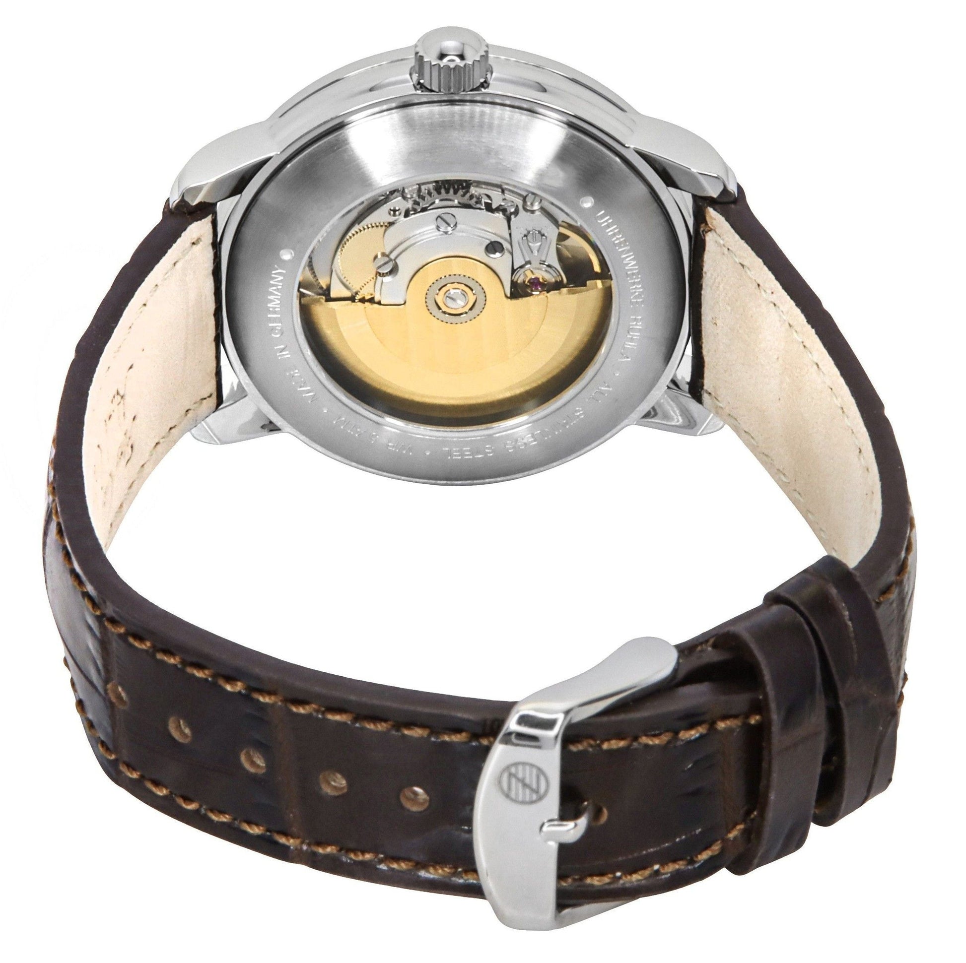 Zeppelin Friedrichshafen Leather Strap Gold Tone Dial Automatic 85565 Men's Watch - Prestige Stones