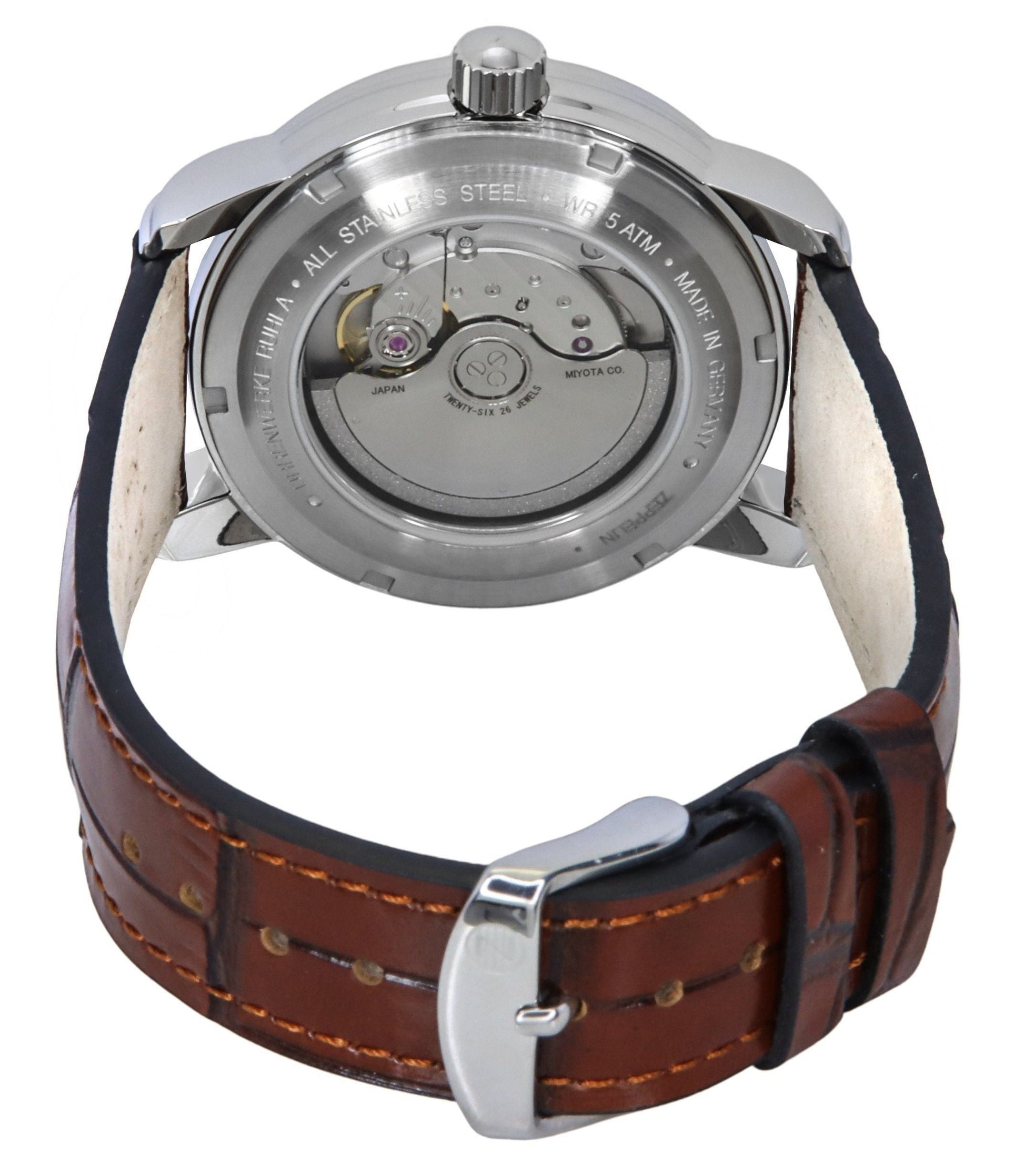Zeppelin Friedrichshafen Leather Strap White Dial Automatic 85901 Men's Watch - Prestige Stones