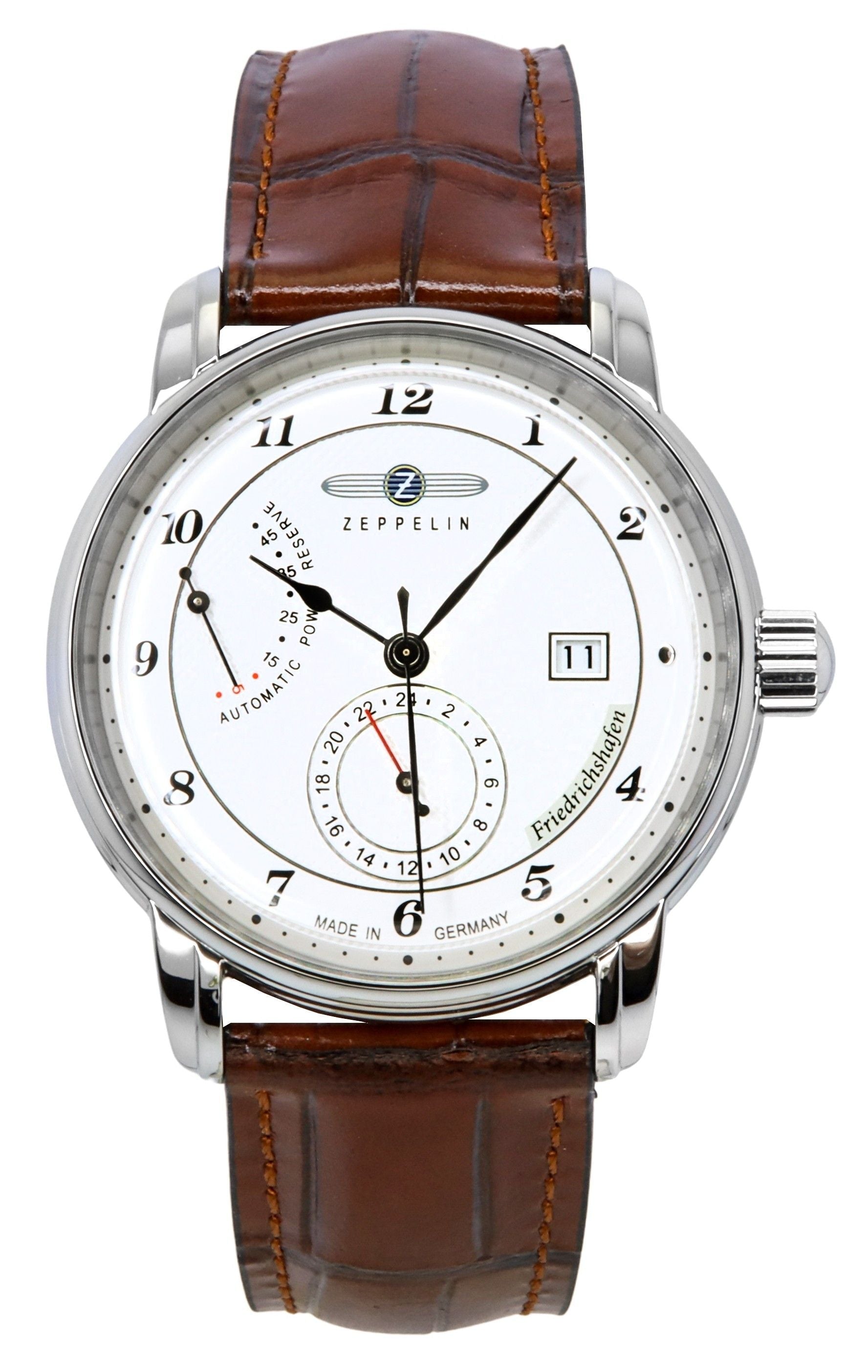 Zeppelin Friedrichshafen Leather Strap White Dial Automatic 85901 Men's Watch - Prestige Stones
