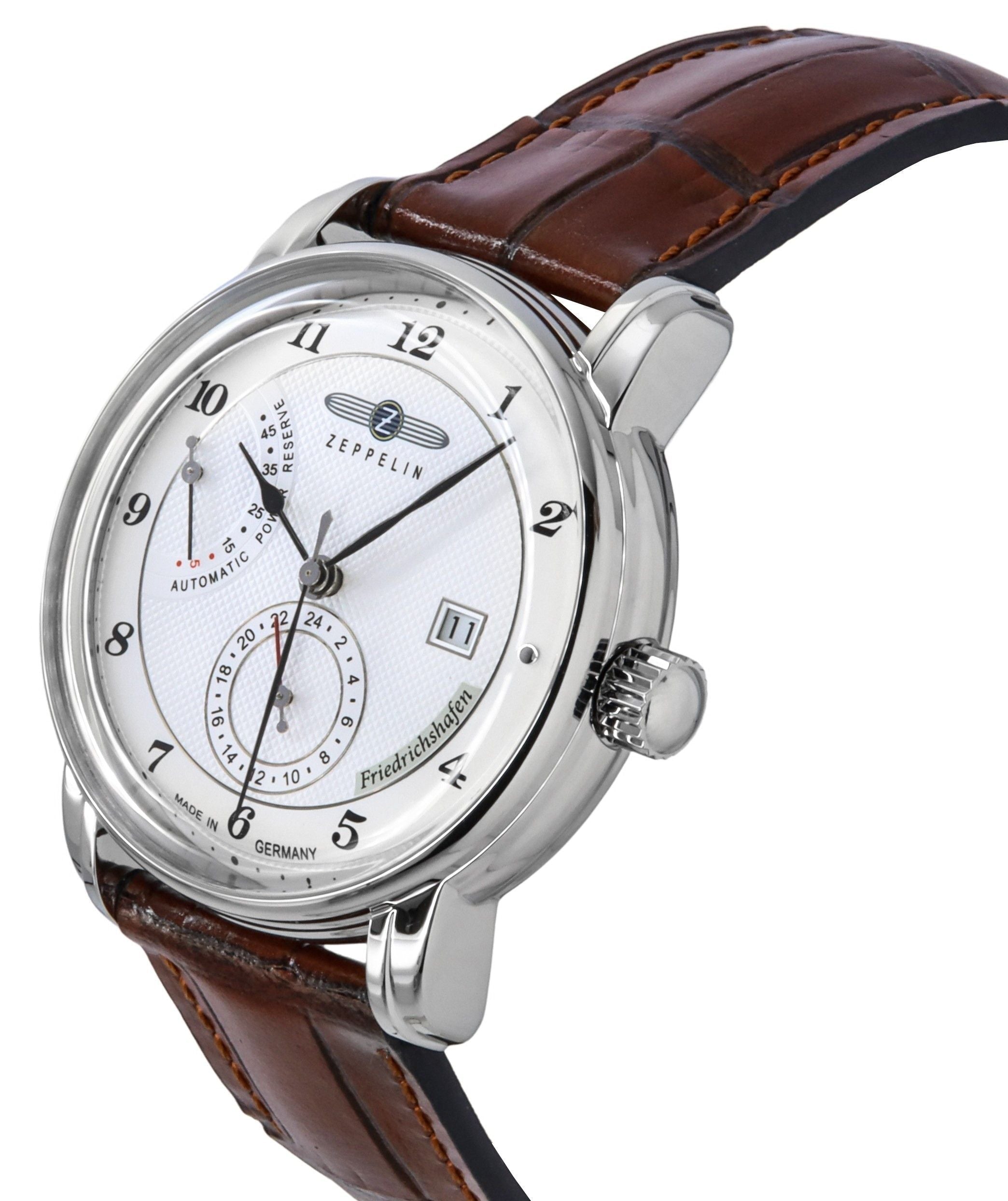 Zeppelin Friedrichshafen Leather Strap White Dial Automatic 85901 Men's Watch - Prestige Stones