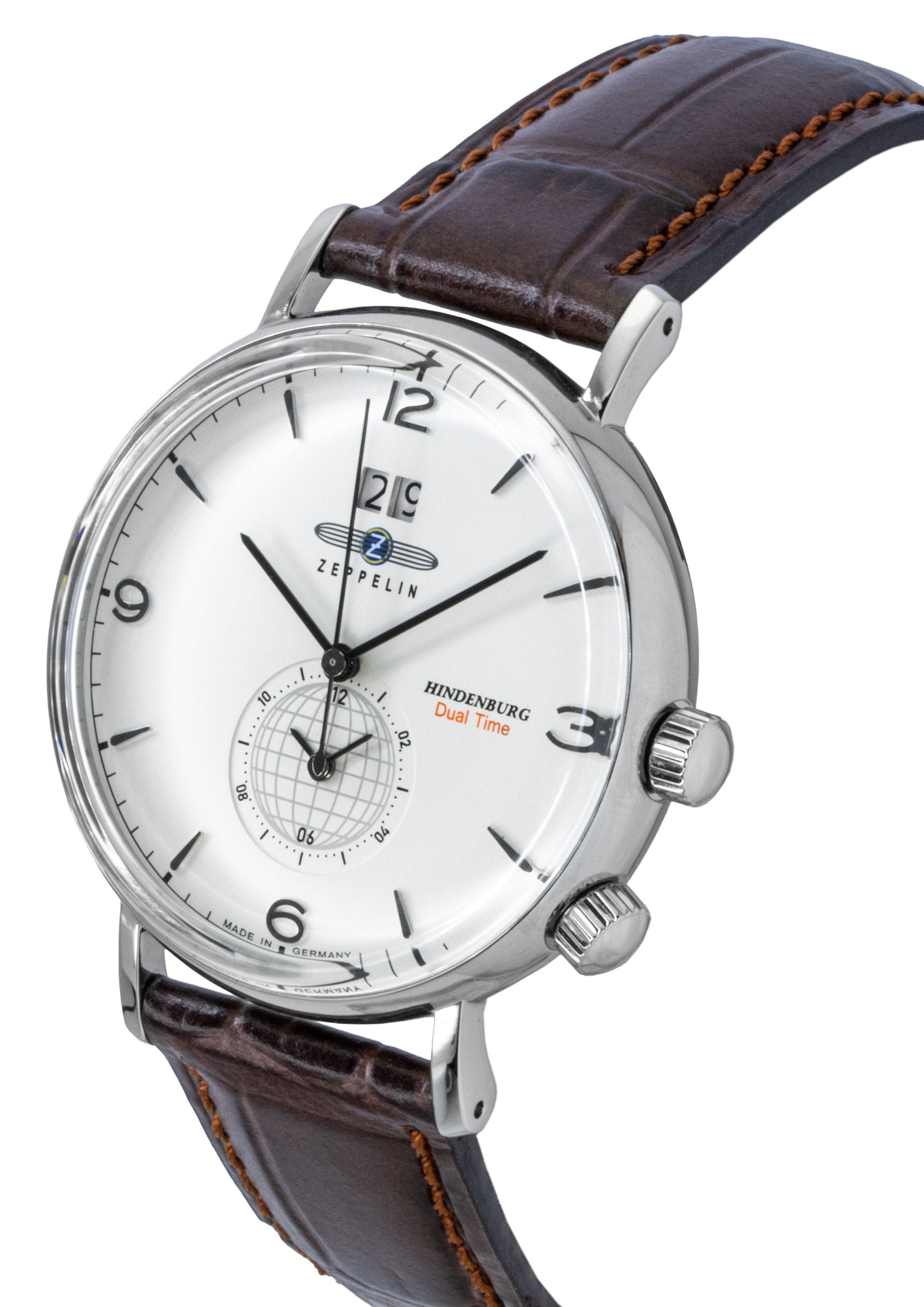 Zeppelin Hindenburg Brown Leather Strap Beige Dial Quartz 80445 Men's Watch - Prestige Stones