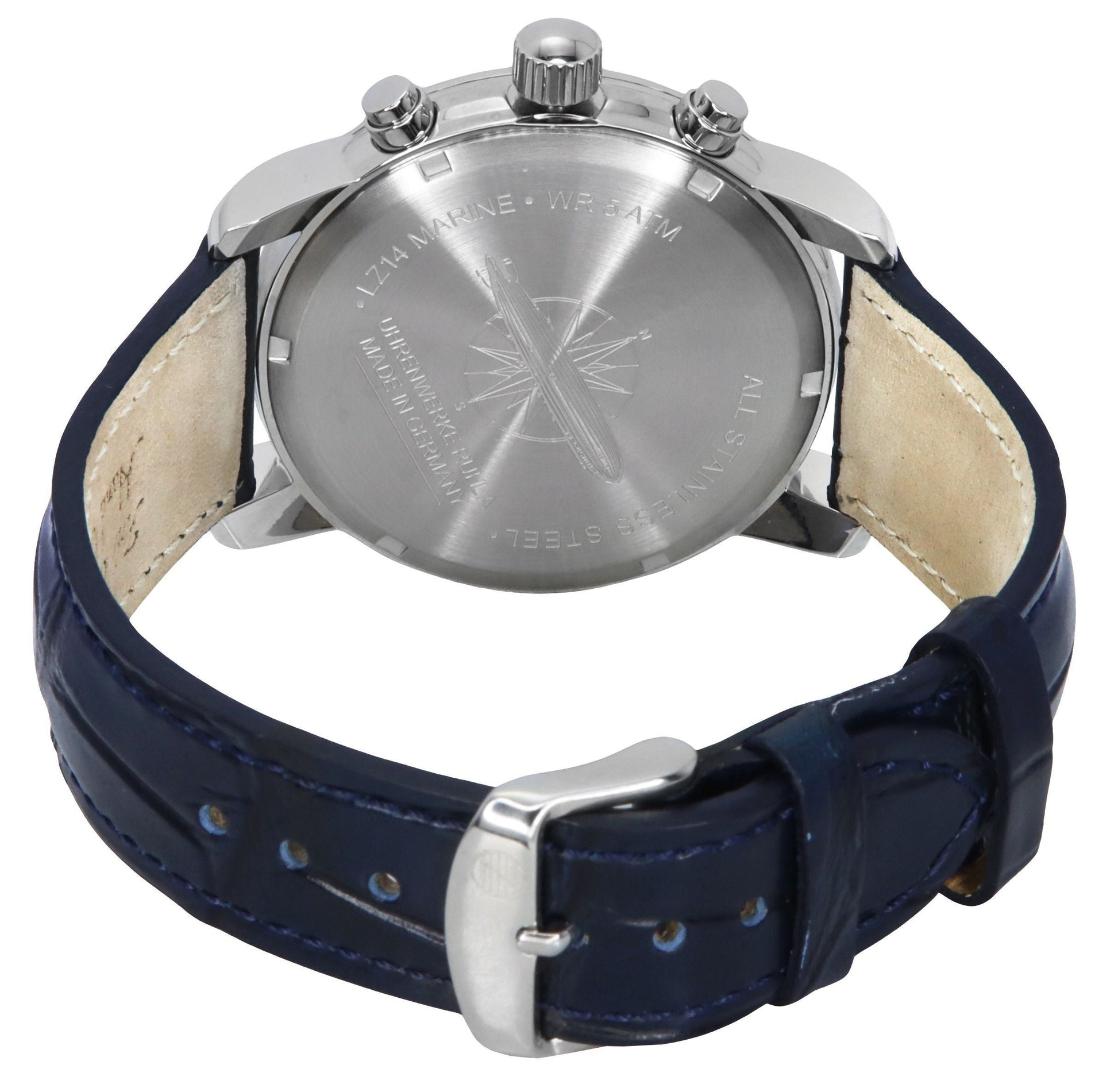 Zeppelin LZ 14 Marine Chronograph Leather Strap Blue Dial Quartz 88883 Men's Watch - Prestige Stones