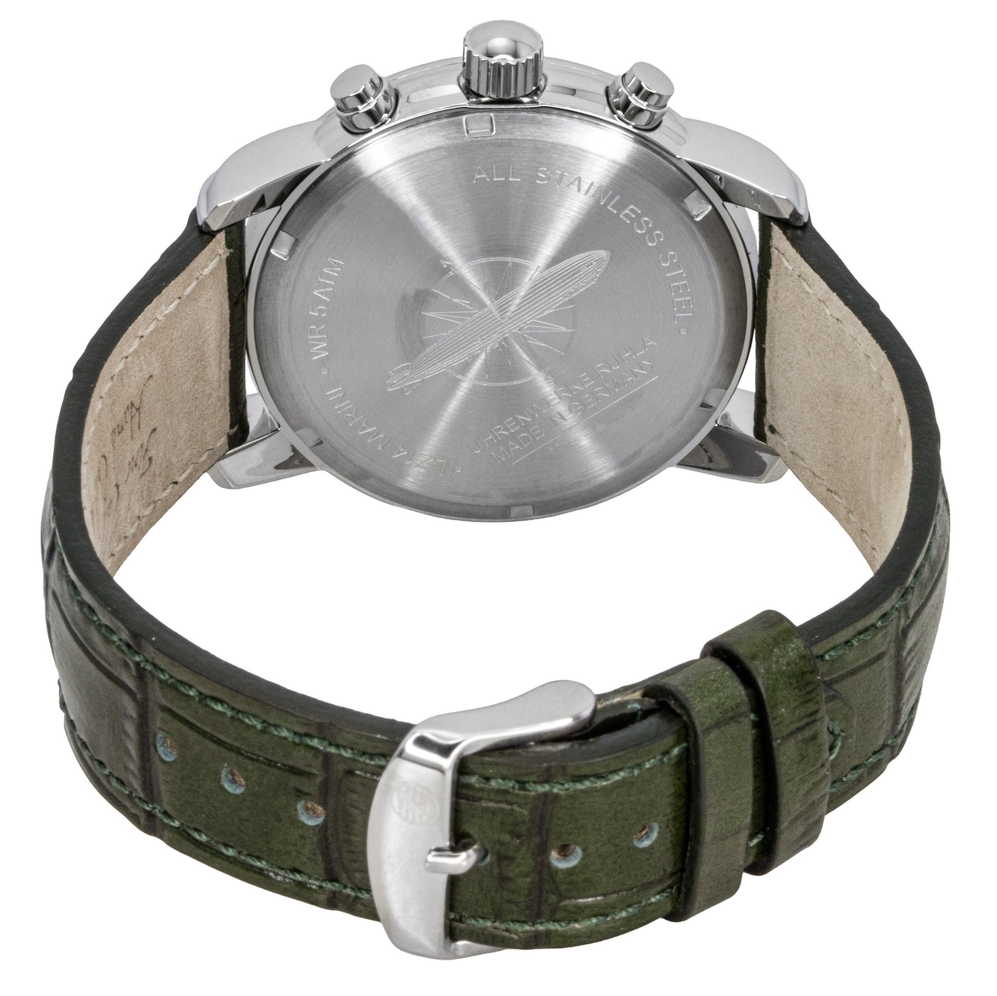 Zeppelin LZ 14 Marine Chronograph Leather Strap Green Dial Quartz 88884 Men's Watch - Prestige Stones