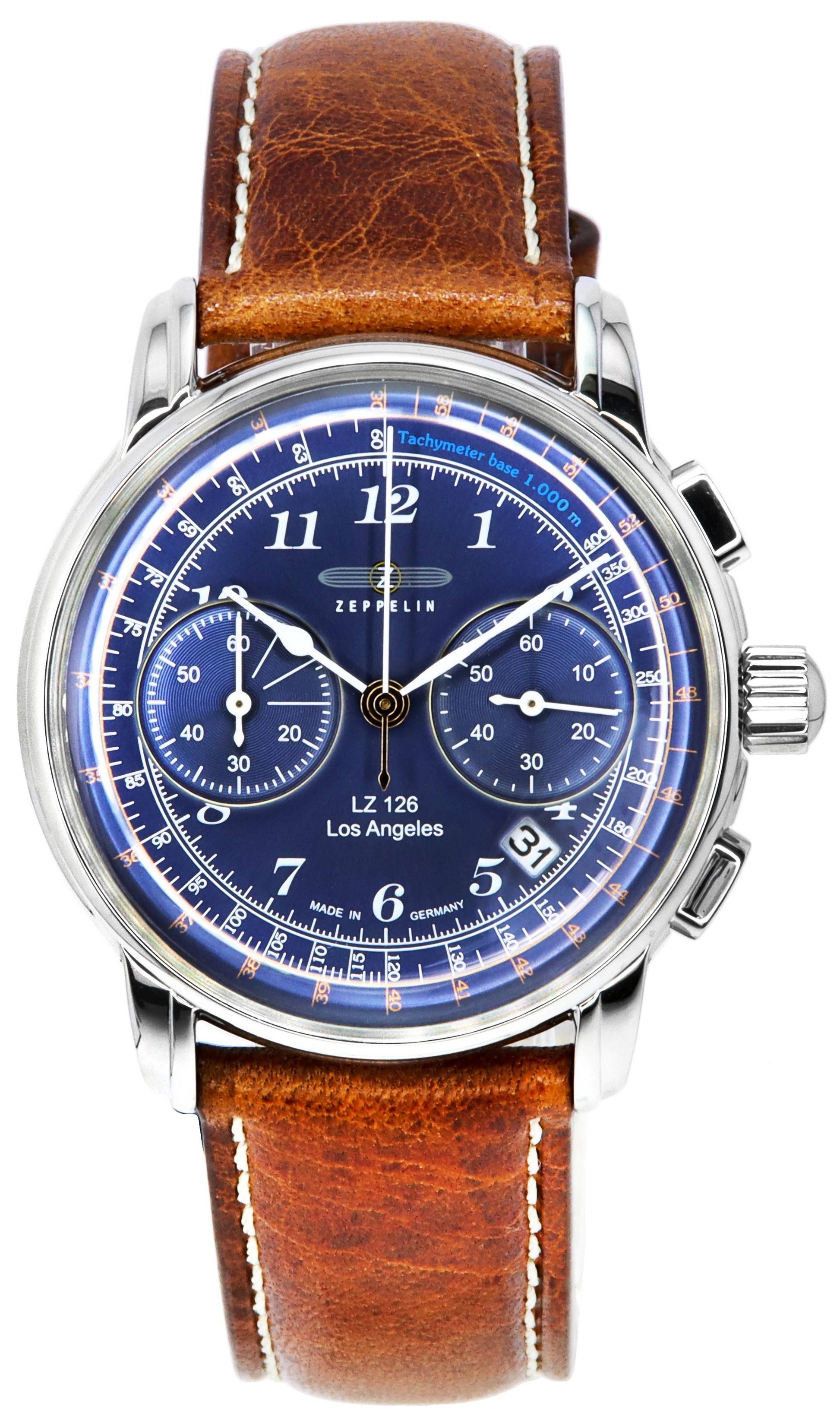 Zeppelin LZ126 Los Angeles Chronograph Blue Dial Quartz Z76143 Men's Watch - Prestige Stones