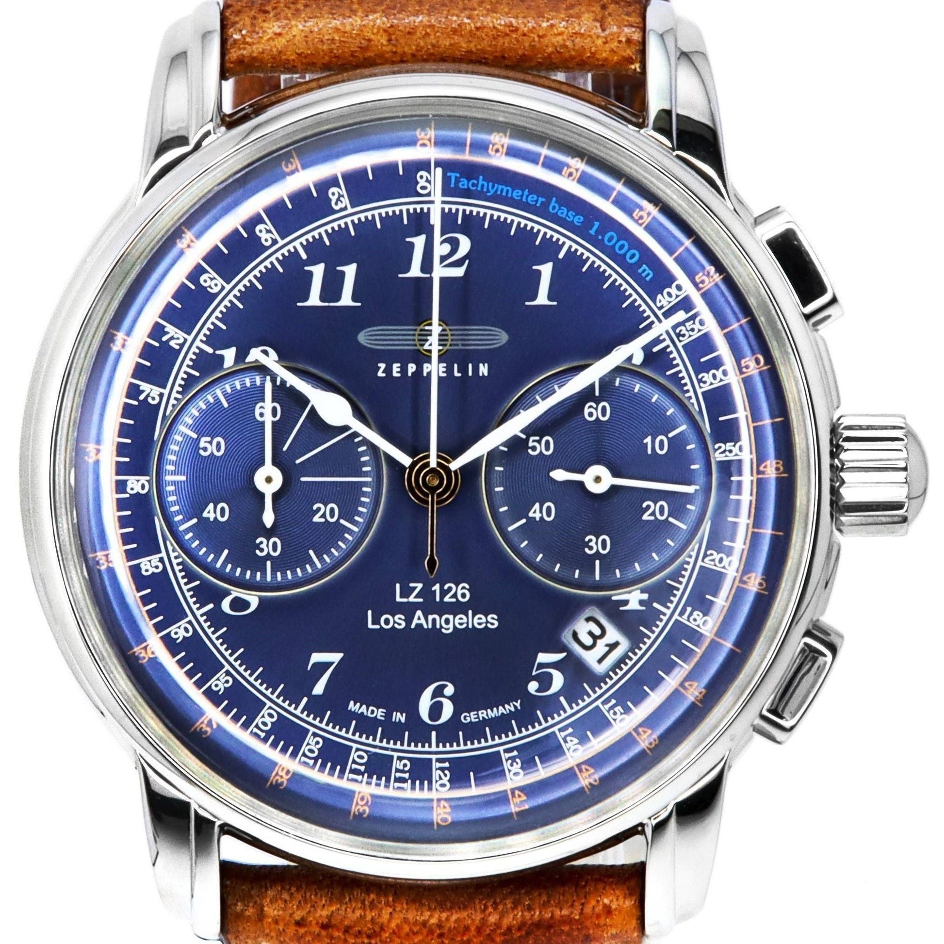 Zeppelin LZ126 Los Angeles Chronograph Blue Dial Quartz Z76143 Men's Watch - Prestige Stones