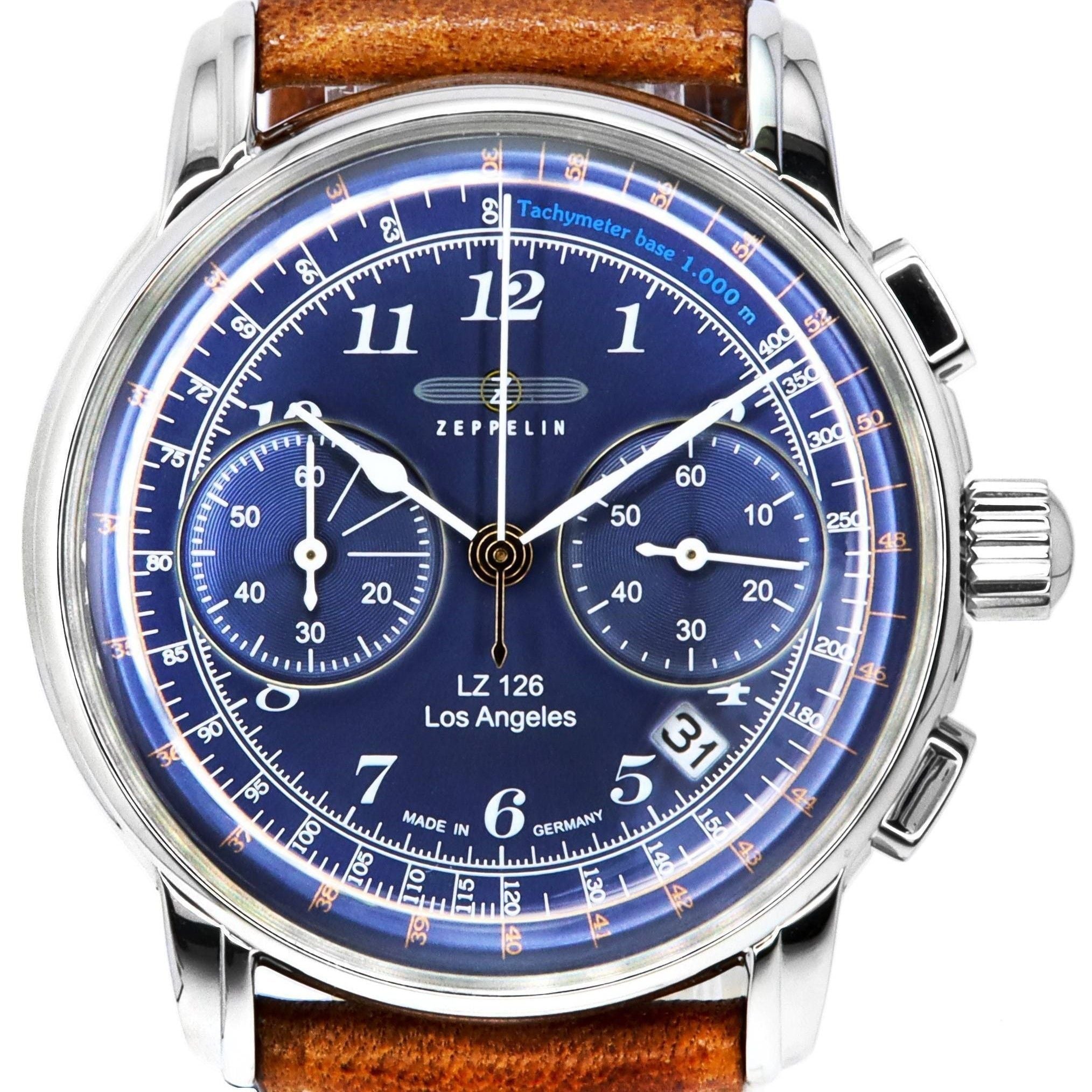 Zeppelin LZ126 Los Angeles Chronograph Blue Dial Quartz Z76143 Men's Watch - Prestige Stones