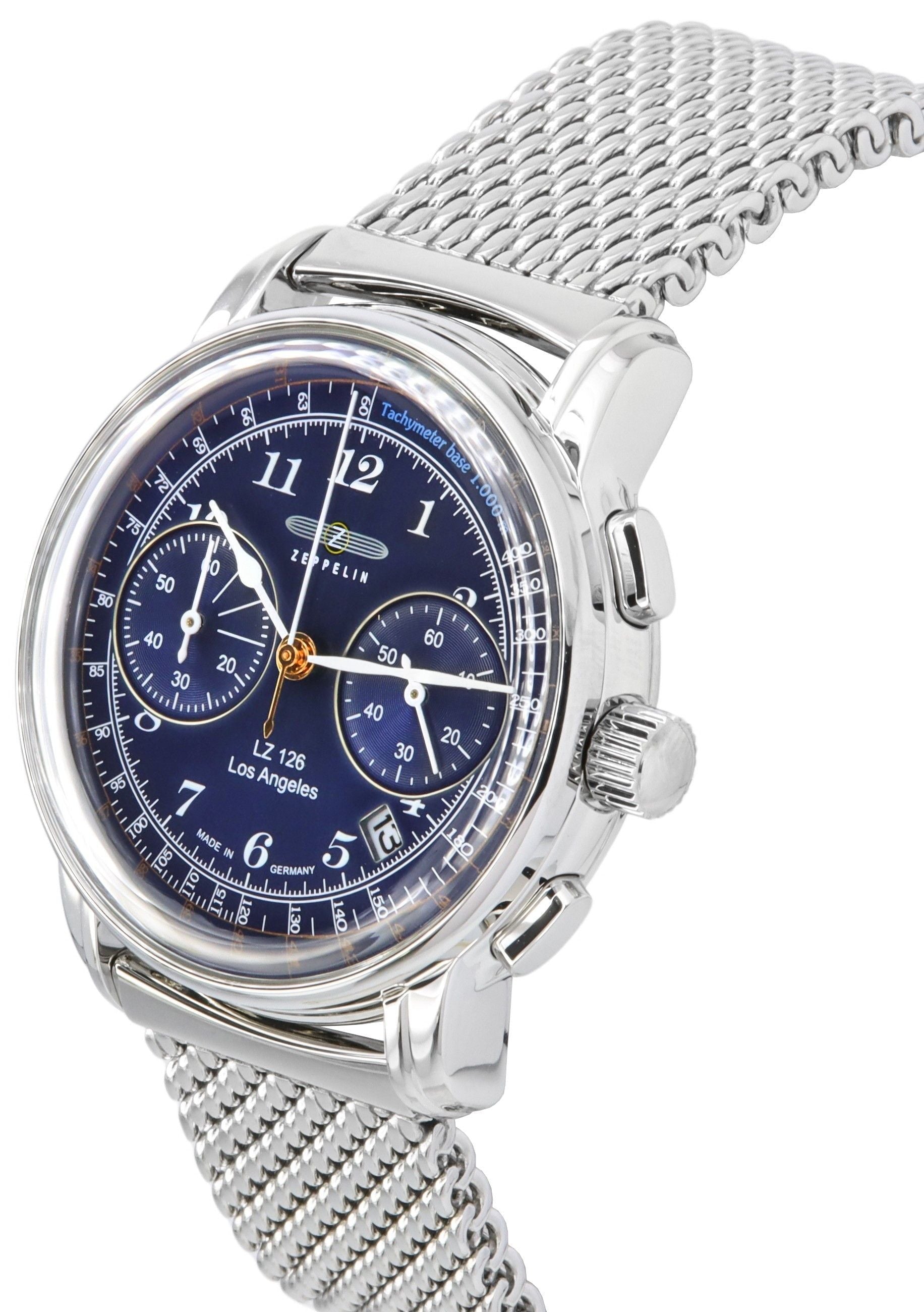 Zeppelin LZ126 Los Angeles Chronograph Stainless Steel Blue Dial Quartz 7614M3 Men's Watch - Prestige Stones