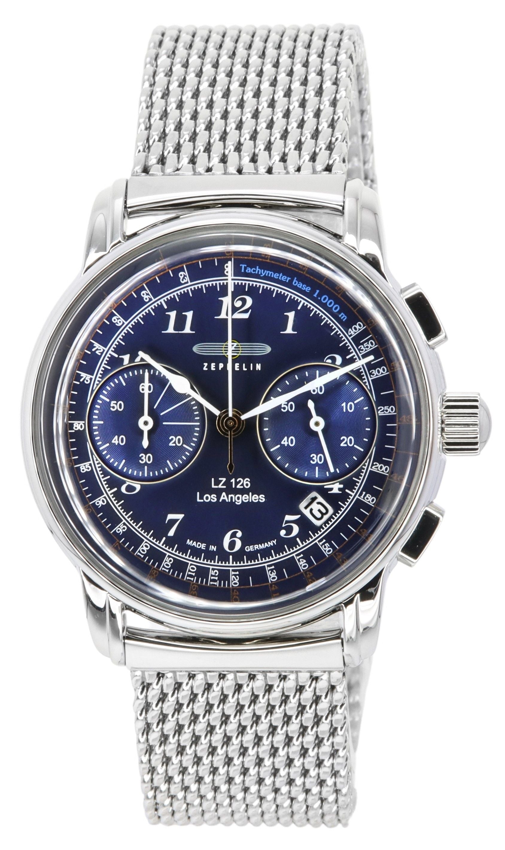 Zeppelin LZ126 Los Angeles Chronograph Stainless Steel Blue Dial Quartz 7614M3 Men's Watch - Prestige Stones