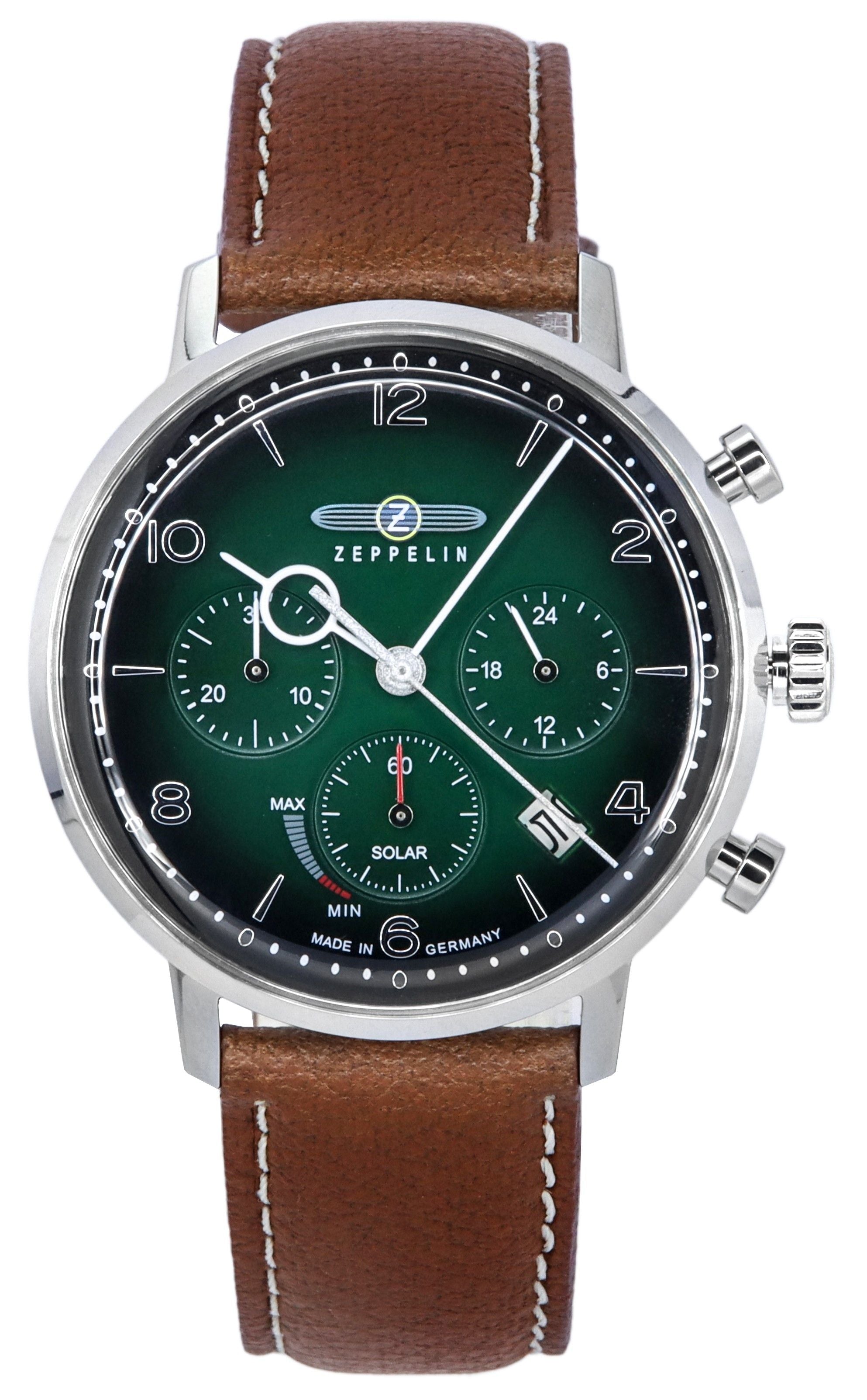 Zeppelin LZ129 Hindenburg Chronograph Dark Green Biogranulate Dial Solar 80864N Men's Watch - Prestige Stones