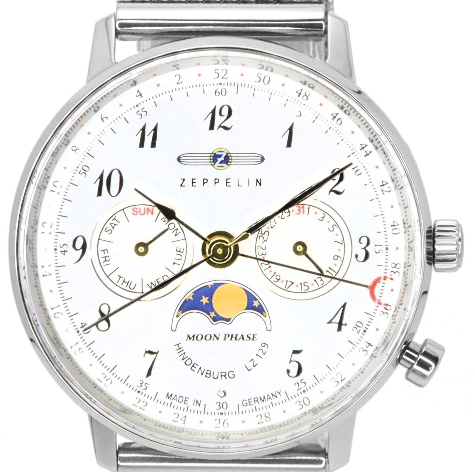 Zeppelin LZ129 Hindenburg Moonphase Silver Dial Quartz 7037M1 Women's Watch - Prestige Stones