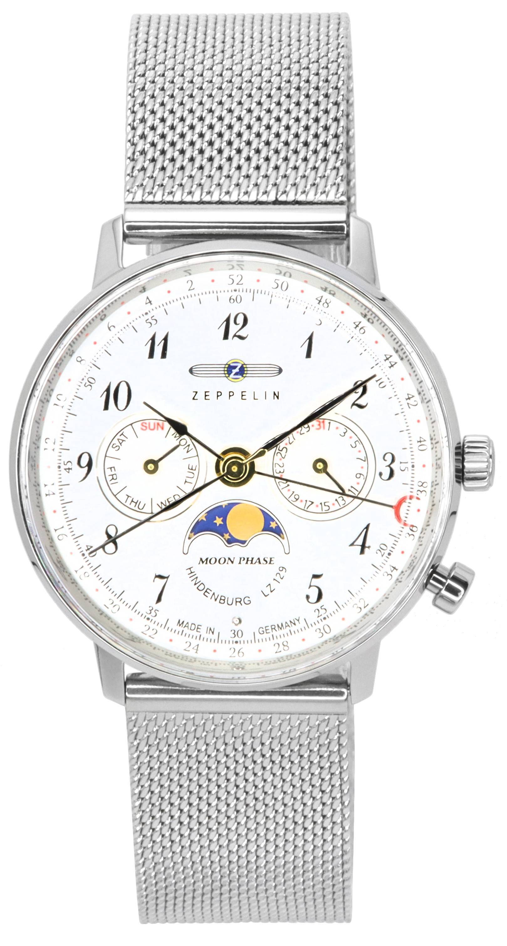 Zeppelin LZ129 Hindenburg Moonphase Silver Dial Quartz 7037M1 Women's Watch - Prestige Stones