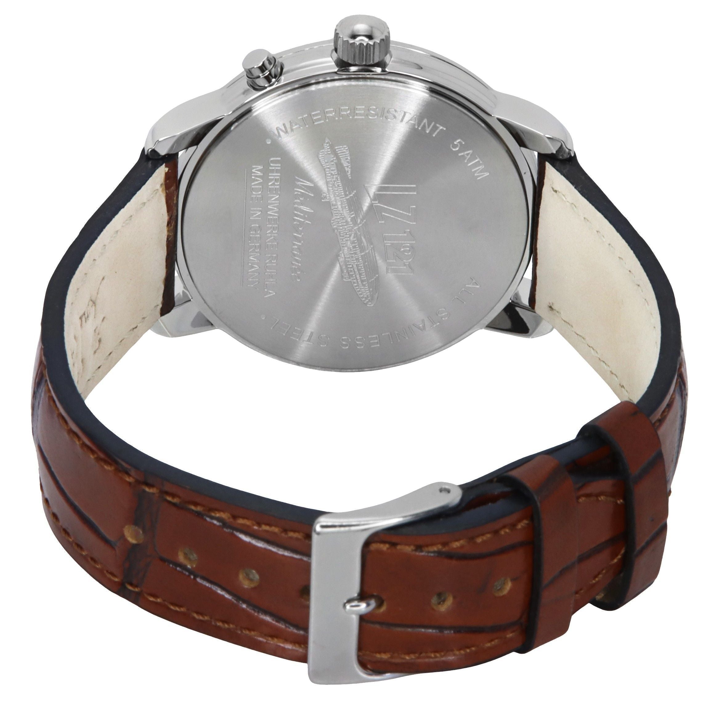 Zeppelin Mediterranean Moon Phase Leather Strap Beige Dial Quartz 96365 Men's Watch - Prestige Stones