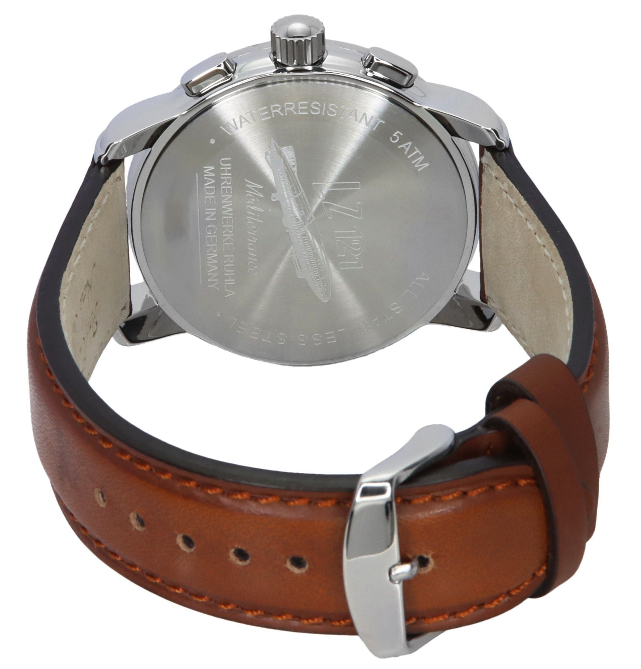 Zeppelin Mediterranee Chronograph Leather Strap Beige Dial Quartz 96705 Men's Watch - Prestige Stones
