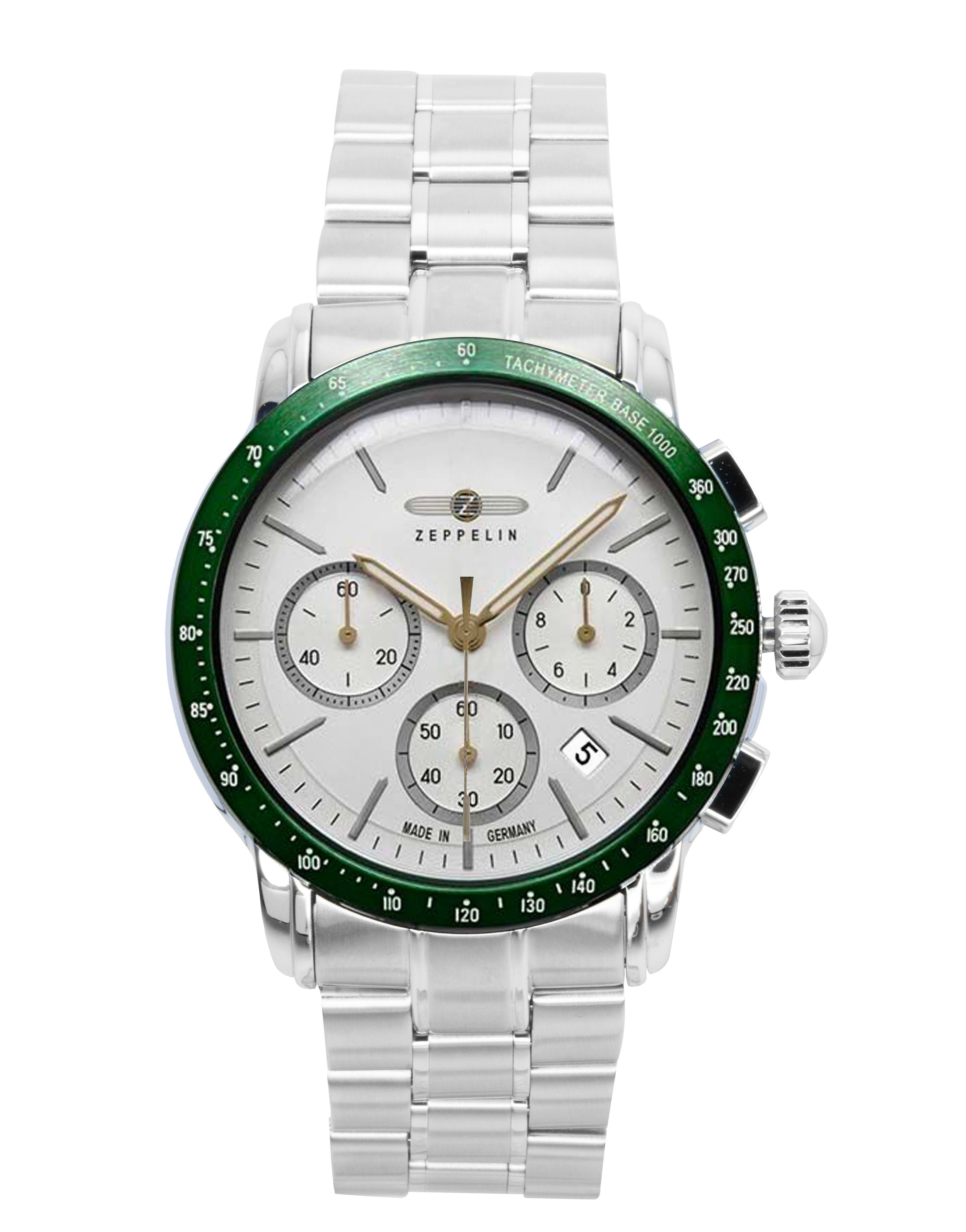 Zeppelin New York Chronograph Stainless Steel White Dial Quartz 8878MB4 Men's Watch - Prestige Stones